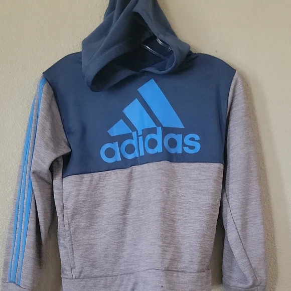 Adidas Youth Two-Tone Blue and Gray Hoodie - Picture 1 of 4